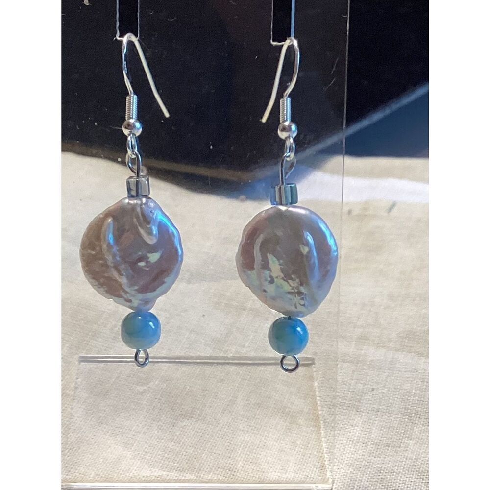 NWOT. Freshwater Keshi Pearl Earrings with Sterling Silver Fishhook Wire